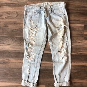 AG low rise boyfriend distressed jeans